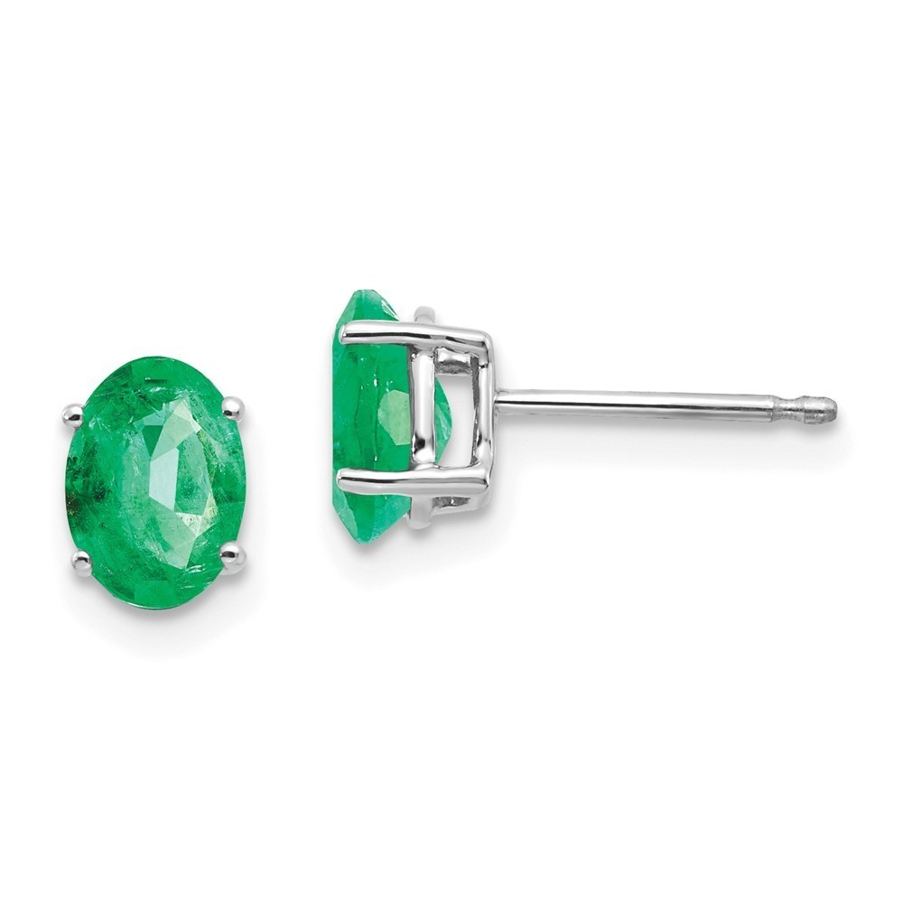 Million Charms 14k White Gold Green Emerald Earrings